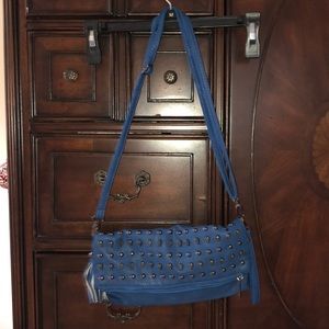 Blue cross body studded purse